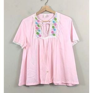 Pink Vintage Deena Nylon Night Shirt Flower Power 60s